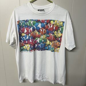 Vtg 1993 Royce B. McClure Clownfish Tshirt Artwear Tag USA Made Boxy Men L GUC*